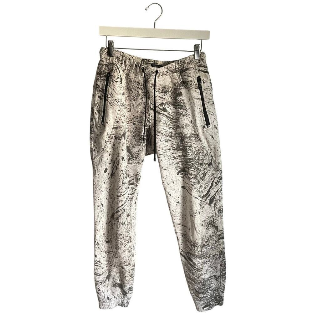 Koral Activewear White Grey Marble Jogger Sweatpants size Medium Low Rise Sweats